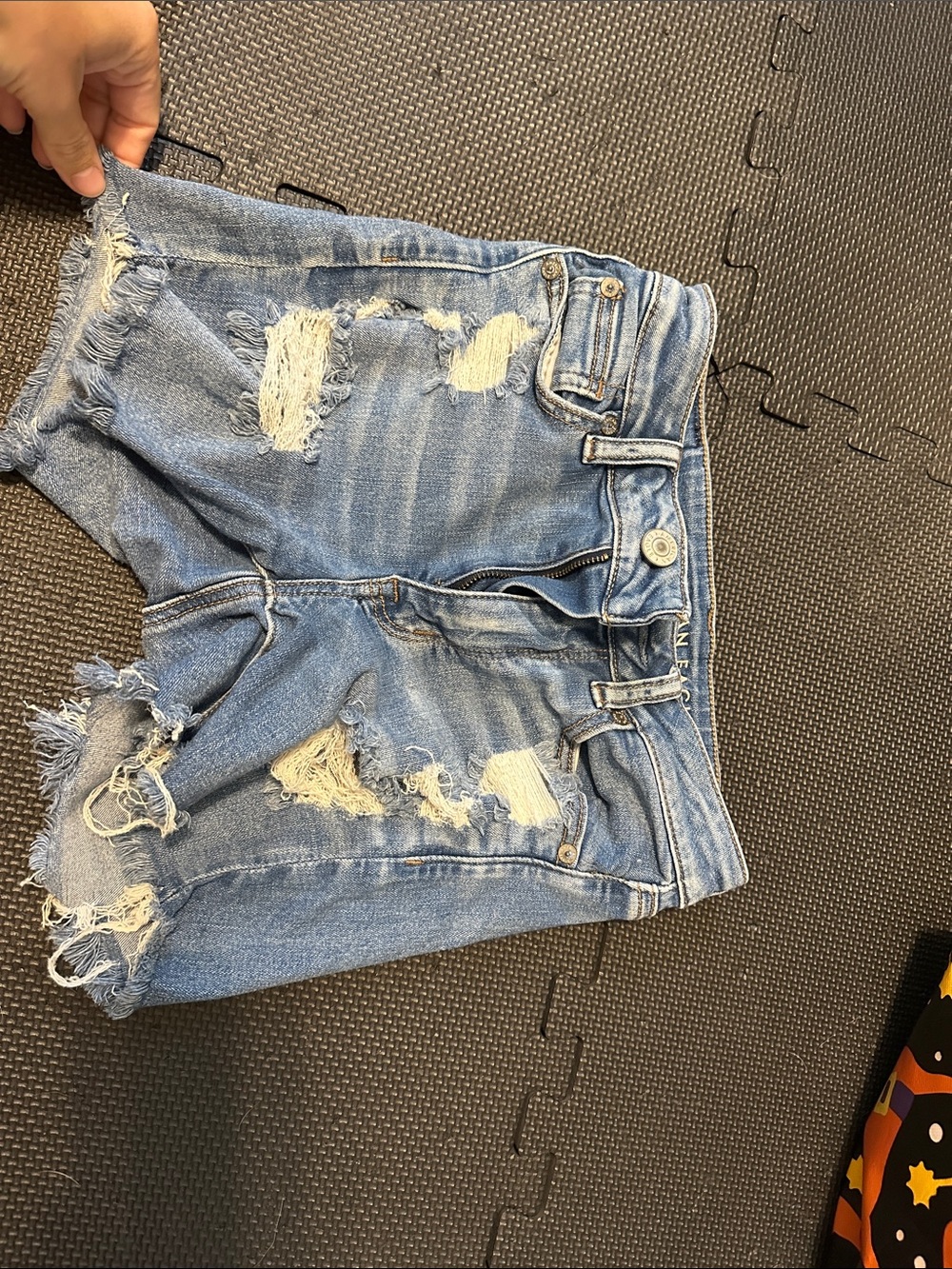 American Eagle Outfitters Light Blue Distressed Denim Shorts
